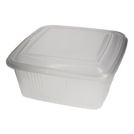 Plastic Hinged Deli Container Microwavable PP Square Shape 2000ml (50 Units) 