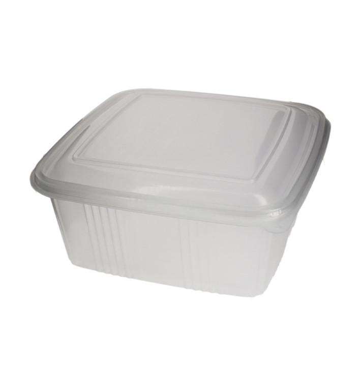 Plastic Hinged Deli Container Microwavable PP Square Shape 2000ml (50 Units) 