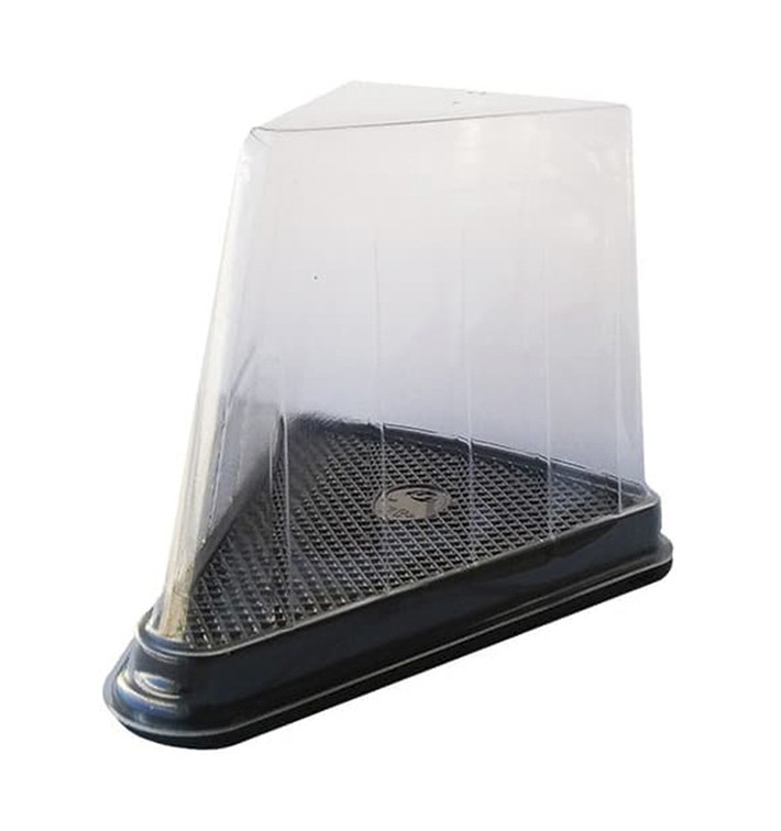 Plastic Cake Slice Container Clear Black Base (50 Units) Plastic Cake Slice Container Clear Black Base (50 Units)