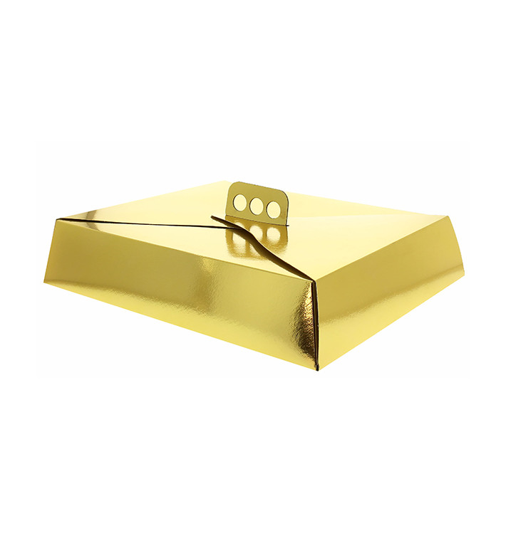Paper Cake Box Square Shape Gold 19x25x8cm (100 Units) Paper Cake Box Square Shape Gold 19x25x8cm (100 Units)