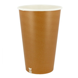 Plastic-Free Paper Cup 16 Oz/480ml "Caramel" Ø9cm (50 Units)