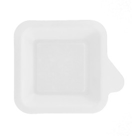 Sugarcane Plate with Handle White 11x11 cm (50 Units) 