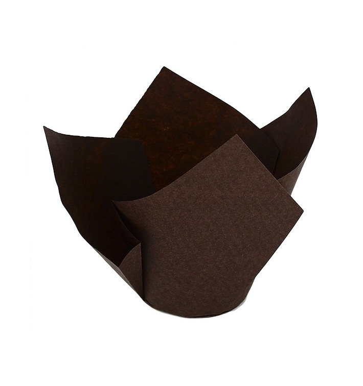 Cupcake Liner Tulip shape "Twist" Brown Ø5x6,5/9,8cm (300 Units) Cupcake Liner Tulip shape "Twist" Brown Ø5x6,5/9,8cm (300 Units)