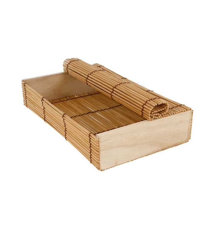Bamboo Sushi Container 23x13x4,5cm (24 Units) Bamboo Sushi Container 23x13x4,5cm (24 Units)