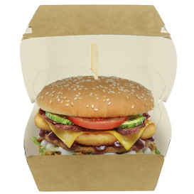 Paperboard Burger Box Kraft Mega Double Closing 15,5x15,5x10cm (200 Units)