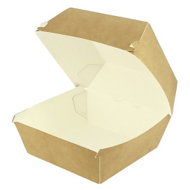 Paperboard Burger Box Kraft Mega Double Closing 15,5x15,5x10cm (200 Units)