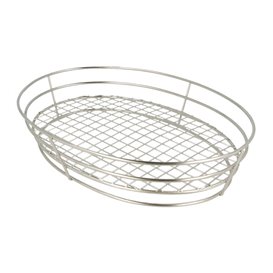 Basket Containers Steel Oval Shape Silver 28x20,5x5,7cm (24 Units)