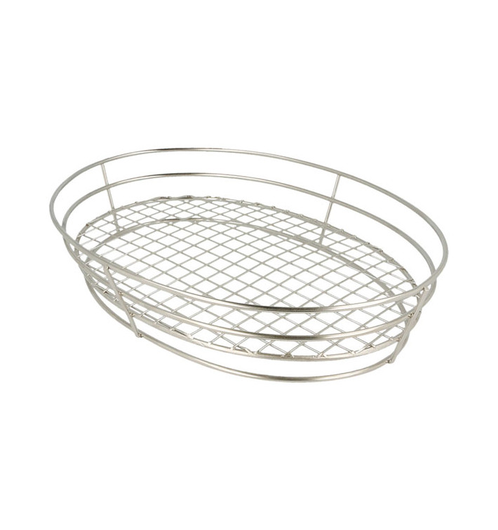 Basket Containers Steel Oval Shape Silver 28x20,5x5,7cm (24 Units) Basket Containers Steel Oval Shape Silver 28x20,5x5,7cm (24 Units)
