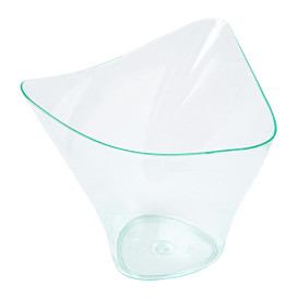 Tasting Plastic Bowl PS Triangle shape Water Green 100ml (24 Units)