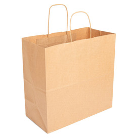 Paper Bag with Handles Kraft Brown 90g 32+16x31cm (50 Units)