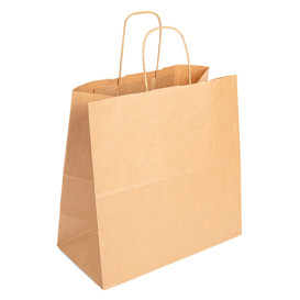 Paper Bag with Handles Kraft Brown 90g 32+16x31cm (50 Units)