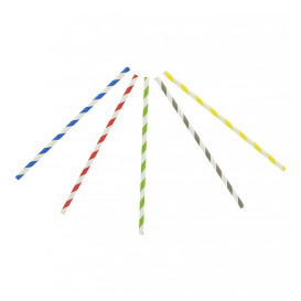 Paper Straw Straight Striped Ø0,6cm 20cm (250 Units)