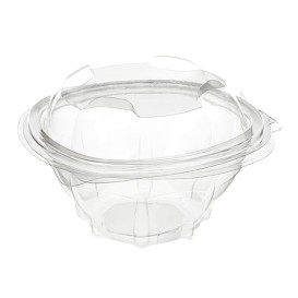 Plastic Hinged Salad Bowl PLA Round Shape 250ml (100 Units)