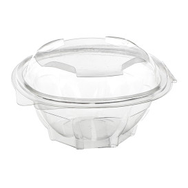 Plastic Hinged Salad Bowl PLA Round Shape 500ml (300 Units)