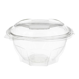 Plastic Hinged Salad Bowl PLA Round Shape 750ml (50 Units)