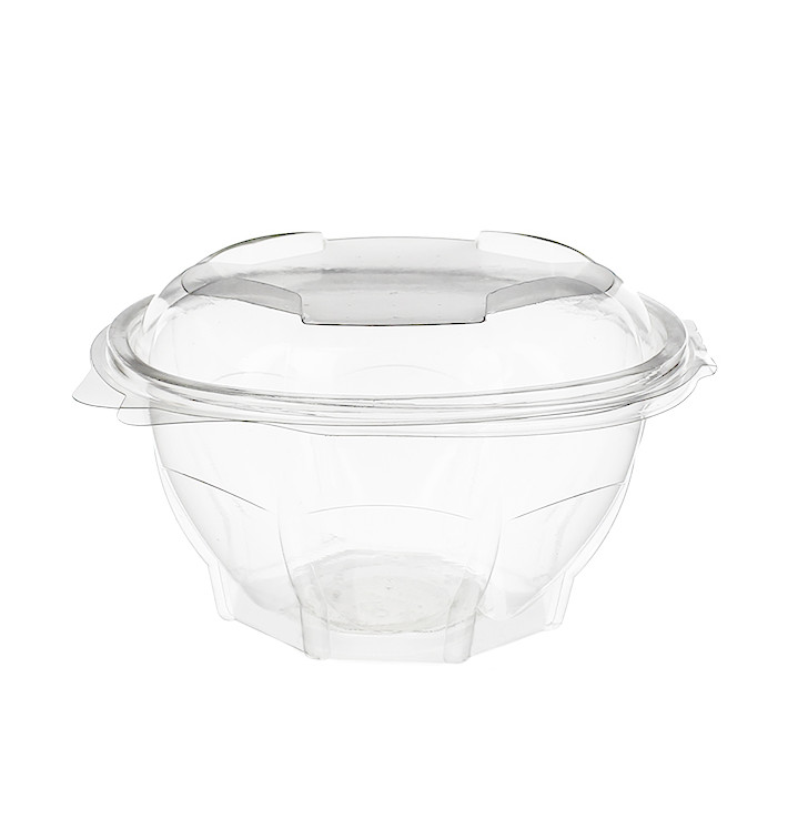 Plastic Hinged Salad Bowl PLA Round Shape 750ml (50 Units) Plastic Hinged Salad Bowl PLA Round Shape 750ml (50 Units)