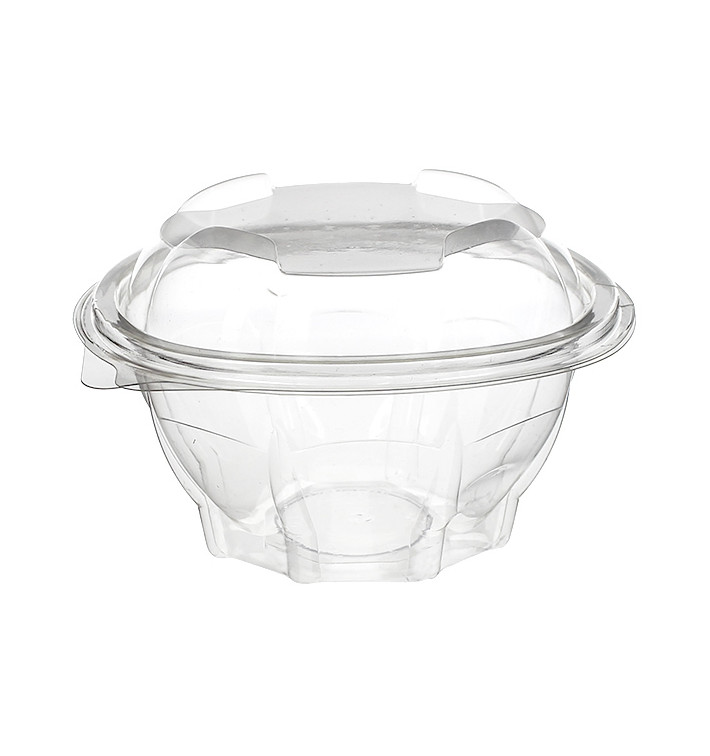 Plastic Hinged Salad Bowl PET Round Shape 250ml (500 Units) Plastic Hinged Salad Bowl PET Round Shape 250ml (500 Units)