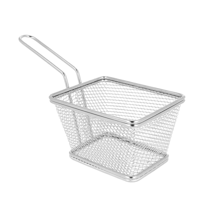 Serving Mini Fryer Container Steel 10x10x7,5cm (6 Units)