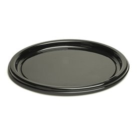 Plastic Plate Round shape Black 18 cm (25 Units) 