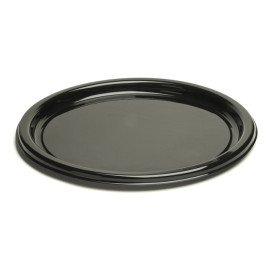 Plastic Plate Round shape Black 18 cm (25 Units)