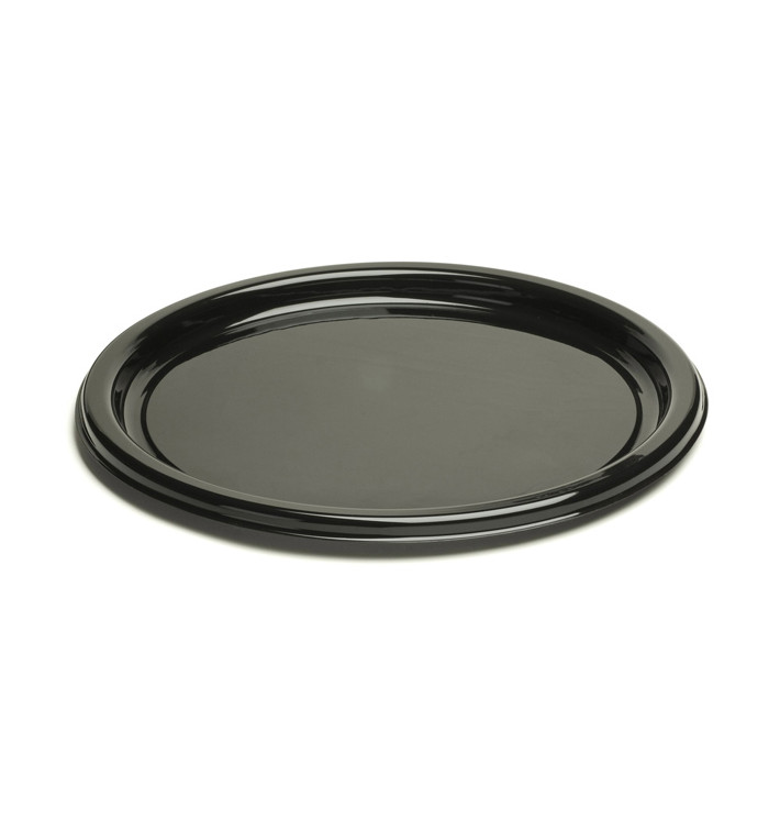 Plastic Plate Round shape Black 18 cm (25 Units) Plastic Plate Round shape Black 18 cm (25 Units)