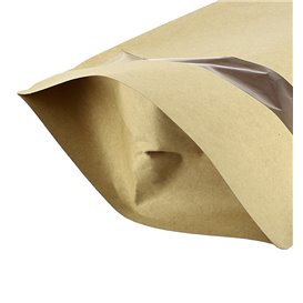 Paper Doypack Kraft with self closing and Window 20+10x30cm (50 Units)