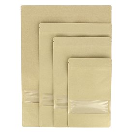 Paper Doypack Kraft with self closing and Window 20+10x30cm (50 Units)