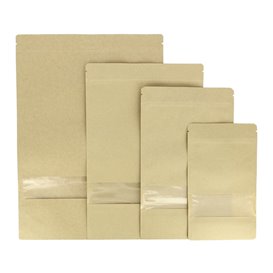 Paper Doypack Kraft with self closing and Window 16+8x26cm (50 Units)