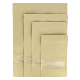 Paper Doypack Kraft with self closing and Window 16+8x26cm (50 Units)