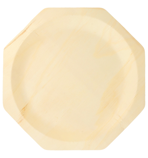 Wooden Plate Octogonal Shape 26cm (50 Units) 