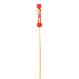 Bamboo Food Pick Red Design 12cm (10000 Units)