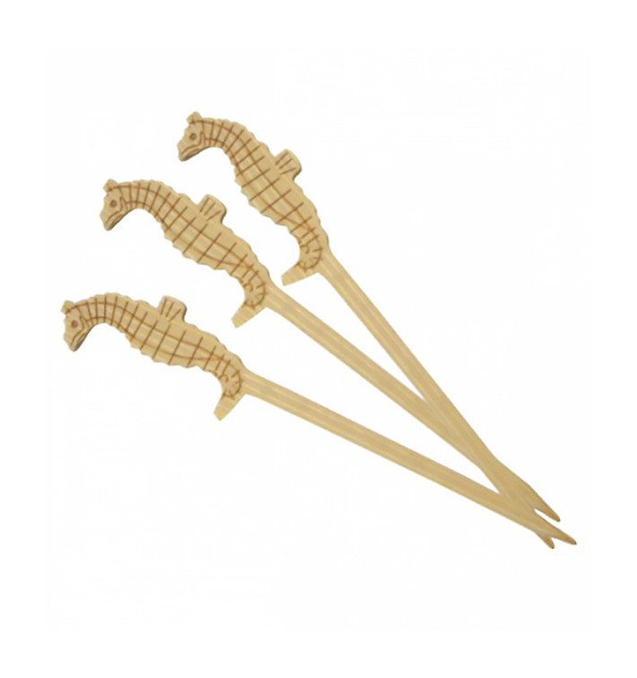 Bamboo Food Pick "Caballito Mar" Design 9cm (100 Units) Bamboo Food Pick "Caballito Mar" Design 9cm (100 Units)