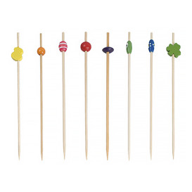 Bamboo Food Pick Pack Decorated Mix 12cm (100 Units) 