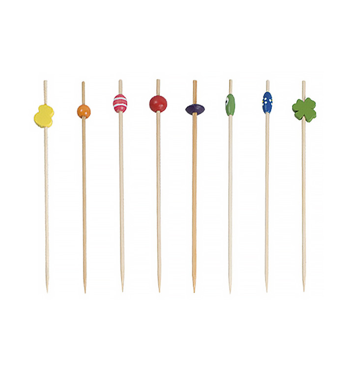Bamboo Food Pick Pack Decorated Mix 12cm (10000 Units) Bamboo Food Pick Pack Decorated Mix 12cm (10000 Units)