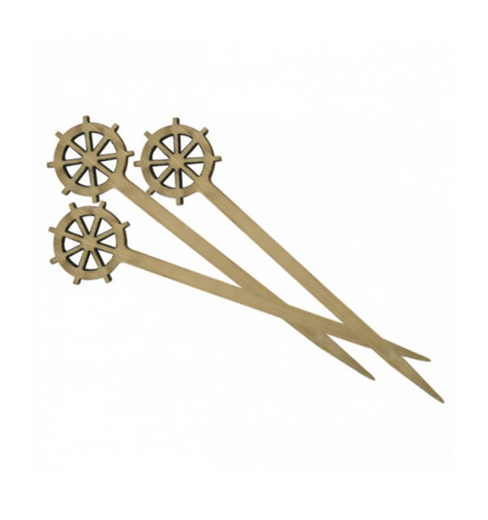 Bamboo Food Pick "Timón" Design 9cm (100 Units) Bamboo Food Pick "Timón" Design 9cm (100 Units)