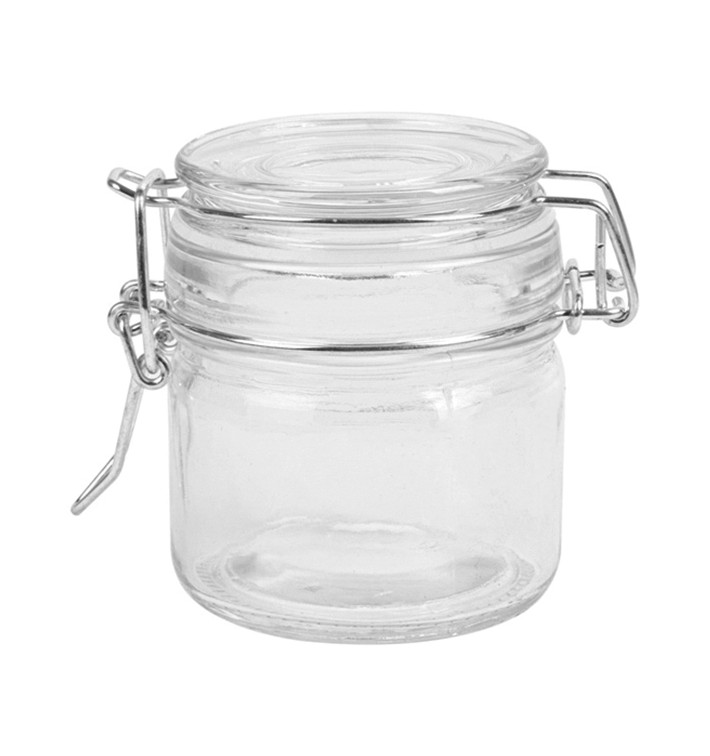 Glass Storage Jar Airtight 80 ml Ø6x7cm (48 Units)