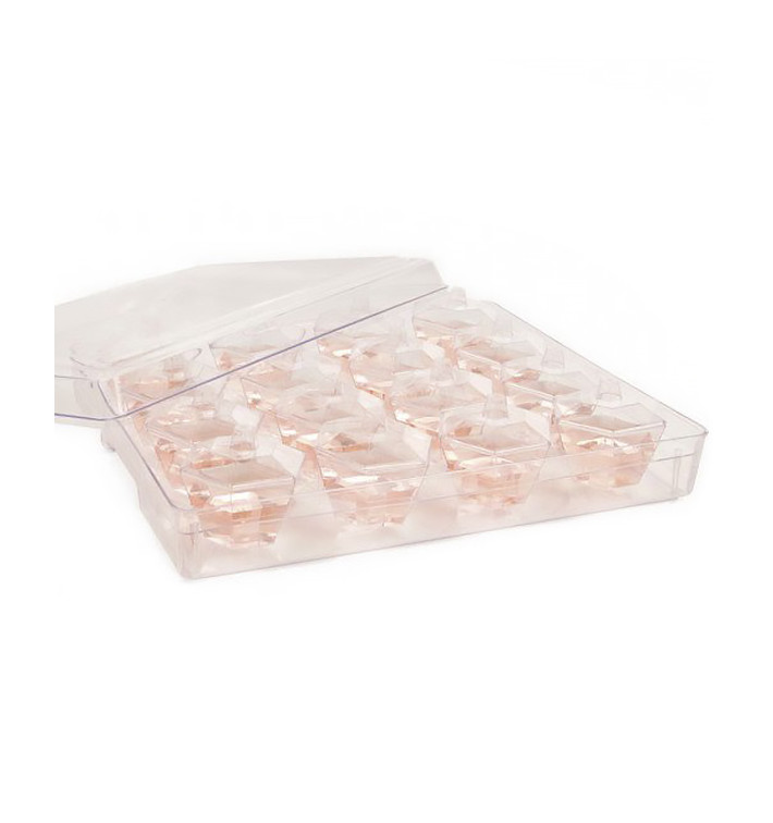 Plastic Tray PS + 16 Bowl Kit with Lid Hexagon Shape Clear (1 Unit) Plastic Tray PS + 16 Bowl Kit with Lid Hexagon Shape Clear (1 Unit)