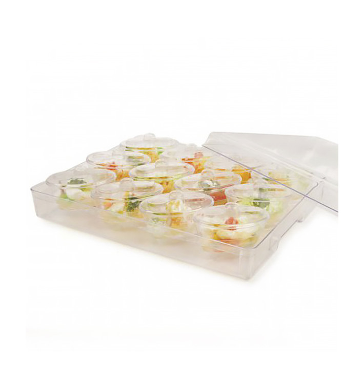 Plastic Tray PS + 12 Bowl Kit with Lid Oval Shape Clear (1 Unit) Plastic Tray PS + 12 Bowl Kit with Lid Oval Shape Clear (1 Unit)