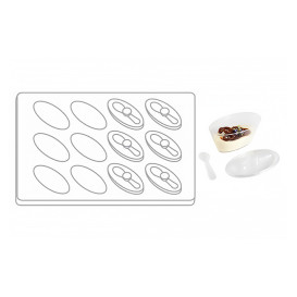 Plastic Tray PS + 12 Bowl Kit with Lid Oval Shape Clear (12 Units)