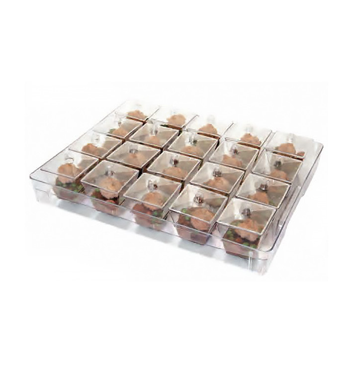Plastic Tray PS + 20 Bowl Kit with Lid Round Shape Clear (1 Unit) Plastic Tray PS + 20 Bowl Kit with Lid Round Shape Clear (1 Unit)
