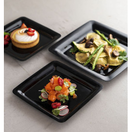 Plastic Plate Square shape Extra Rigid Black 22,5x22,5cm (200 Units)