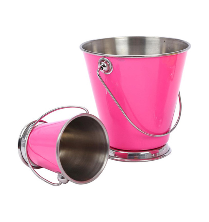Serving Bucket Steel Pink Ø9x9cm (1 Unit) Serving Bucket Steel Pink Ø9x9cm (1 Unit)