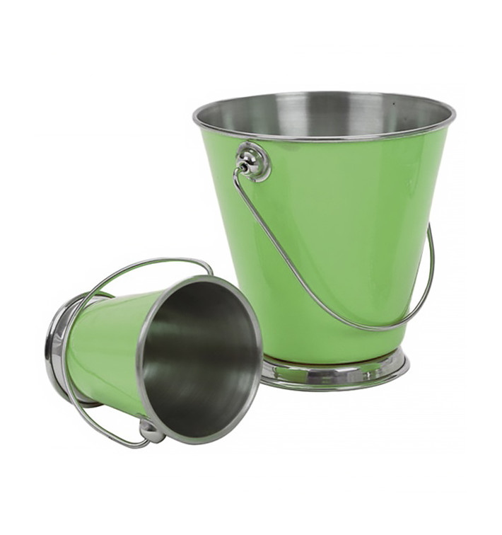 Serving Bucket Steel Green Ø12x12cm (1 Unit) Serving Bucket Steel Green Ø12x12cm (1 Unit)