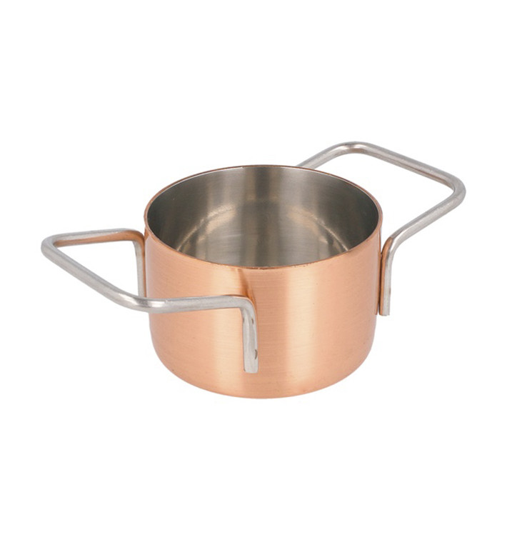 Serving Mini Cooking Pot Bowl Steel Copper Ø7x4,5cm (1 Unit) 