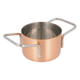 Serving Mini Cooking Pot Bowl Steel Copper Ø7x4,5cm (6 Units)