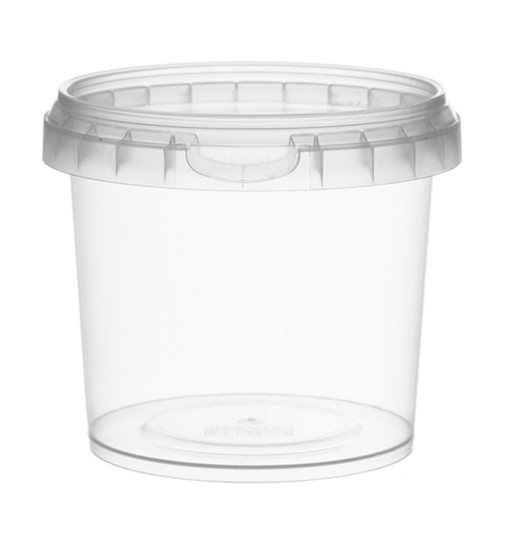 Plastic Deli Container with Plastic Lid PP Tamper-Evident 365 ml Ø9,5 (456 Units) Plastic Deli Container with Plastic Lid PP Tamper-Evident 365 ml Ø9,5 (456 Units)