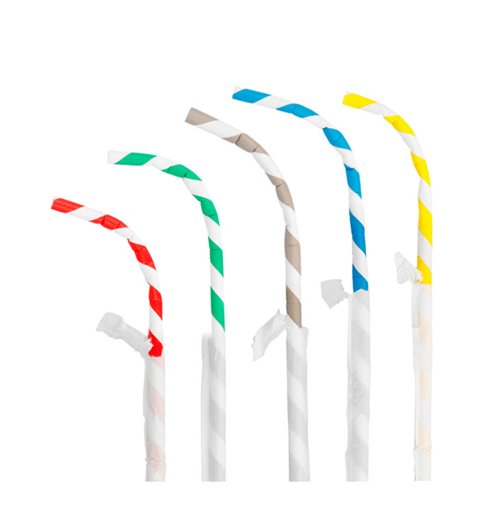 Paper Straw Flexible Pack Wrapped Ø0,6cm 23cm (6000 Units) Paper Straw Flexible Pack Wrapped Ø0,6cm 23cm (6000 Units)
