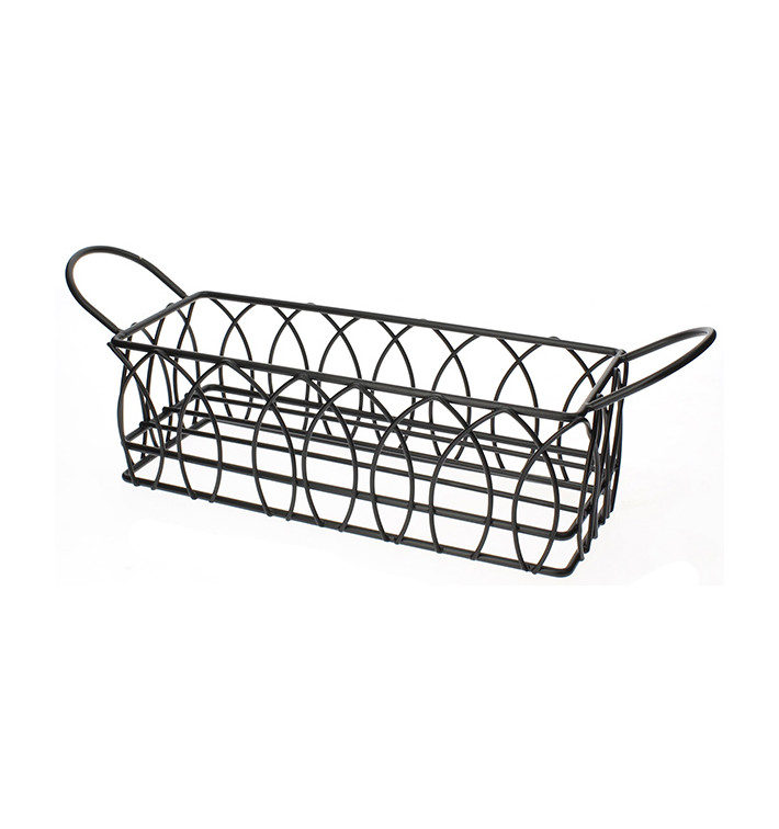 Basket Containers Steel Rectangular Shape Black 21x8x7cm (6 Units) Basket Containers Steel Rectangular Shape Black 21x8x7cm (6 Units)