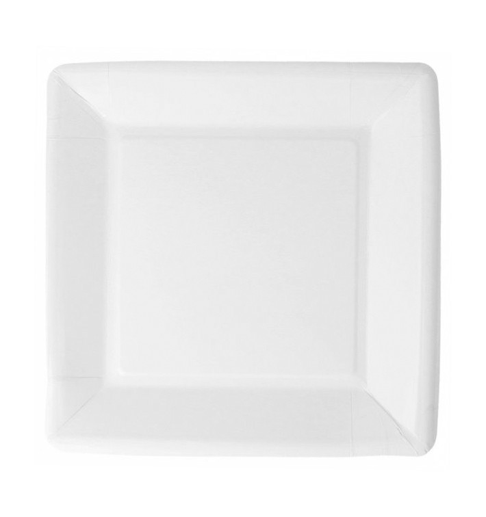 Paper Plate Biocoated White Square 23cm (20 Units) Paper Plate Biocoated White Square 23cm (20 Units)