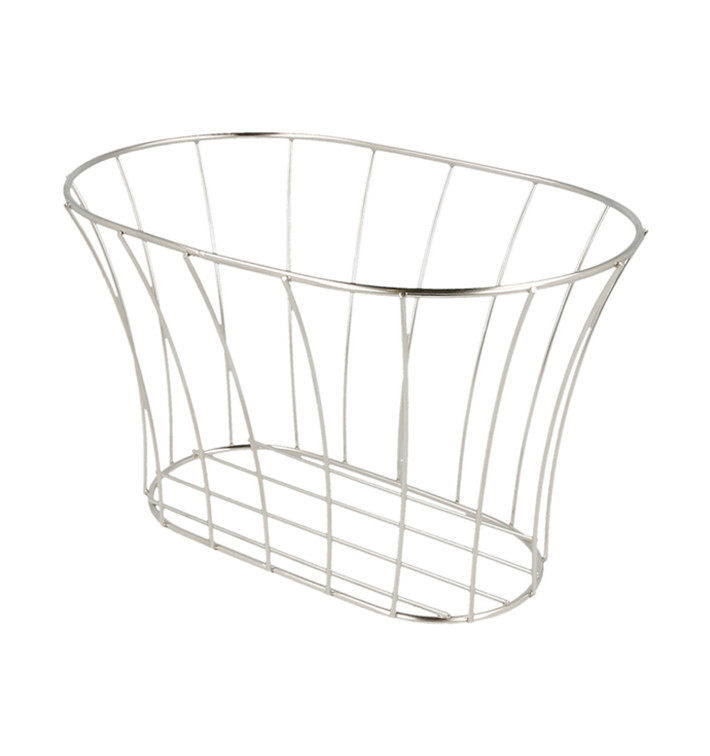 Basket Containers Steel Oval Shape Silver 21x12,7x12,7 (12 Units)